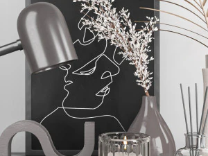 decorative set with dry flower 7 3D Model