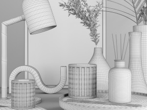 decorative set with dry flower 7 3D Модель
