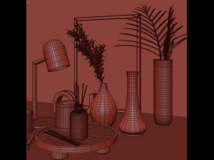 decorative set with dry flower 7 3D Модель