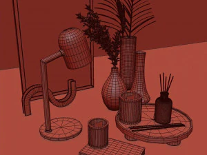decorative set with dry flower 7 3D Model