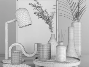 decorative set with dry flower 7 3D Model