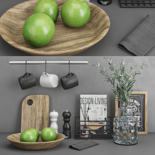 modern kitchen set 15 3D Model .c4d .max .obj .3ds .fbx .stl .blend 