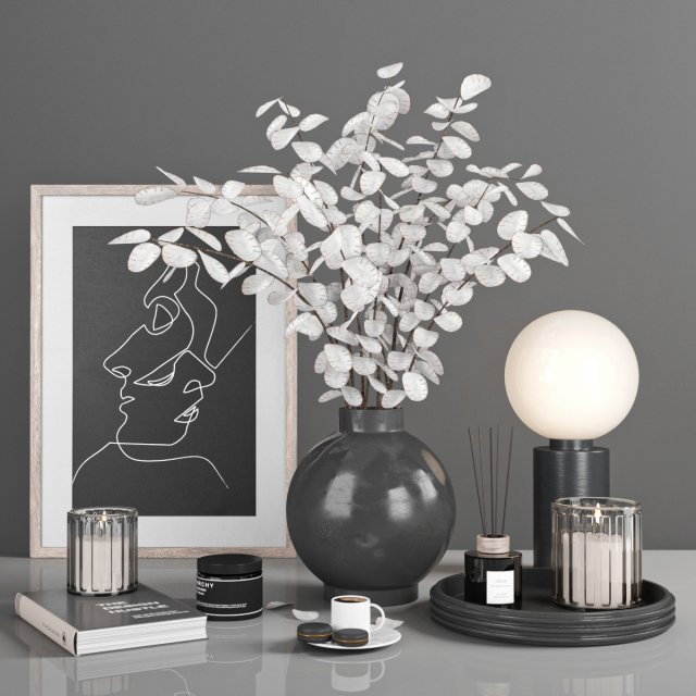 decorative set with lunaria Modèle 3D .c4d .max .obj .3ds .fbx .stl .blend 