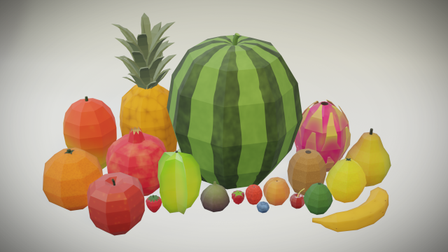 20 fruits - low poly flat shaded Modello 3D .c4d .max .obj .3ds .fbx .stl .blend 