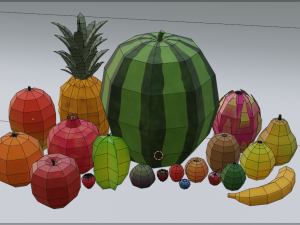 20 fruits - low poly flat shaded Modello 3D