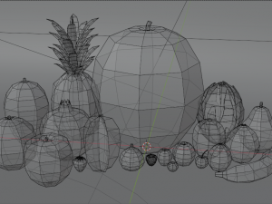 20 fruits - low poly flat shaded Modello 3D