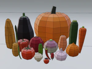 20 vegetables - low poly flat shaded 3D Model