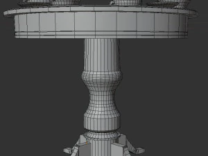 lowpoly декоративний дерев'яний столик з блюдцем і чашками чаю 3D Модель