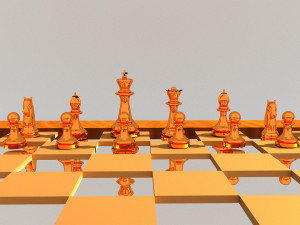 chess board and pieces fbx obj 3Dモデル