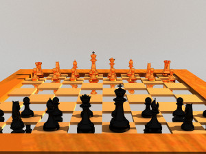 chess board and pieces fbx obj 3D Model