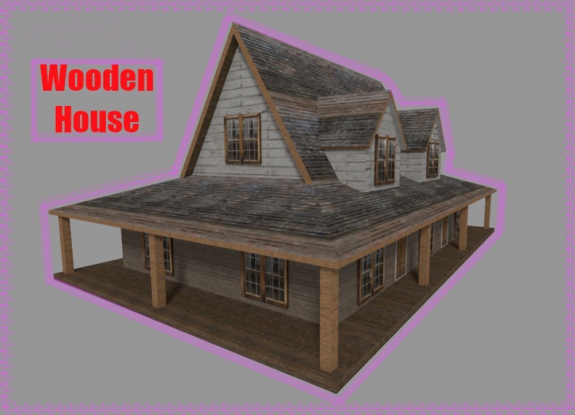 3D Wooden House W2 3D Модель .c4d .max .obj .3ds .fbx .stl .blend 