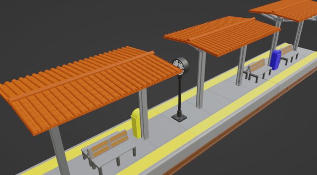 Train station Platform 3D प्रिंट मॉडल .c4d .max .obj .3ds .fbx .stl .blend 