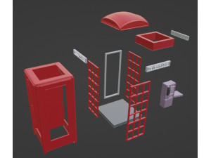 British Red Telephone Box Model Cetak 3D