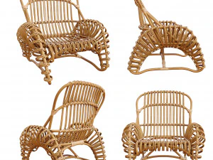 boucle rattan armchair kok maison 627 3D Model