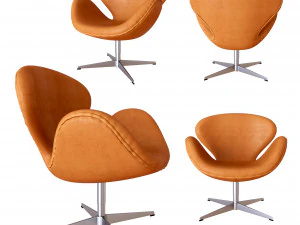 swan chair fritz hansen nubuck leather 3D Model