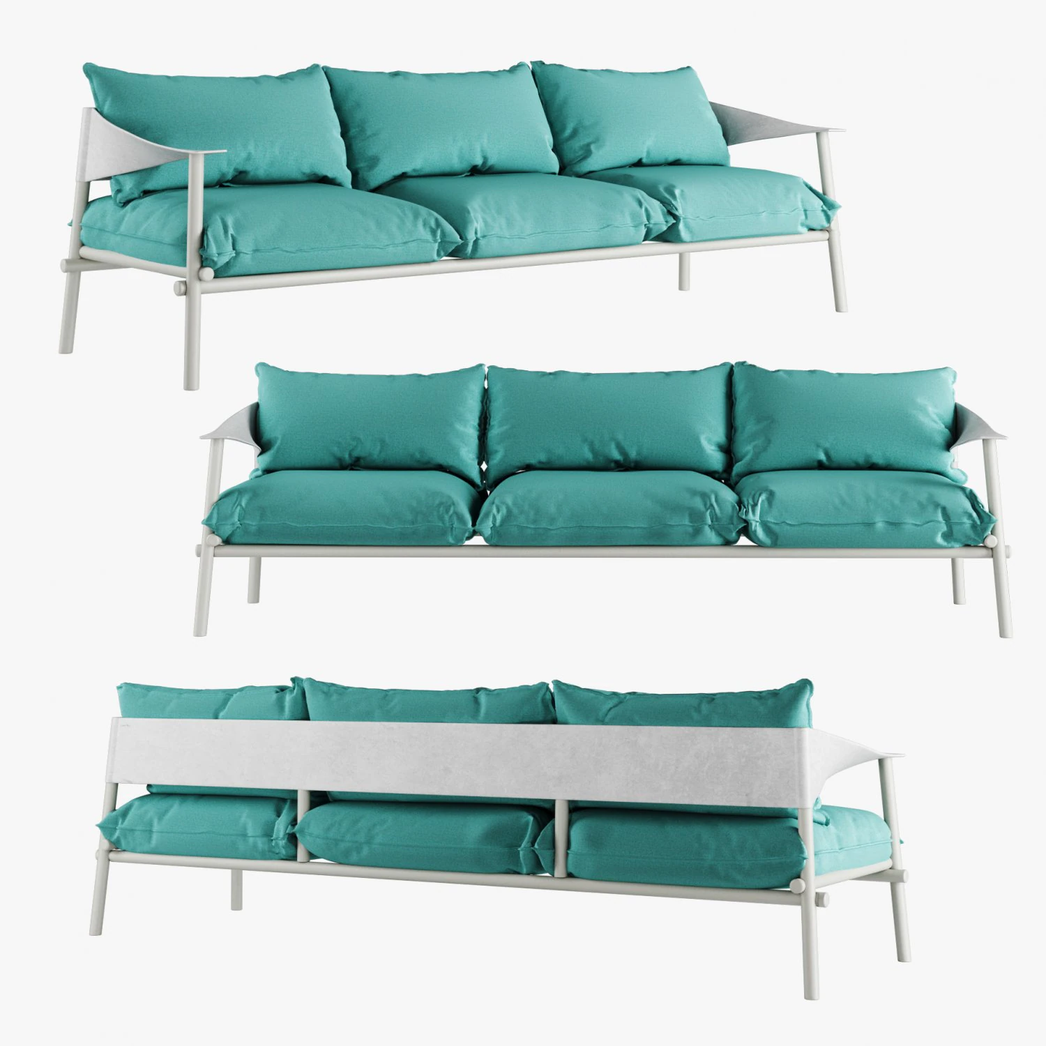 terramare three seats sofa 3D Model .c4d .max .obj .3ds .fbx .stl .blend 
