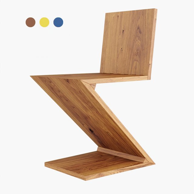 zig zag chair 3D Model .c4d .max .obj .3ds .fbx .stl .blend 