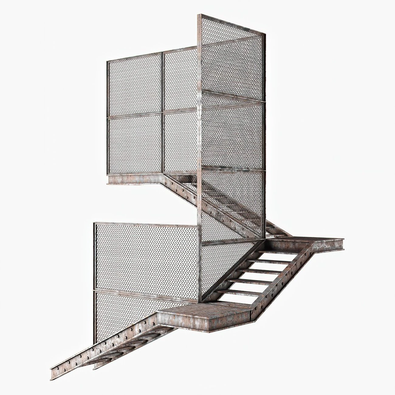 old metal stair 3D Model .c4d .max .obj .3ds .fbx .stl .blend 