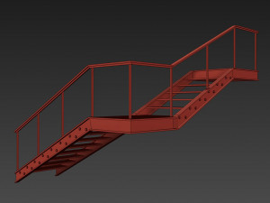 metal stair with handrail 3D 模型