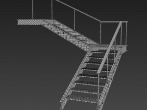 metal stair with handrail 3D 模型