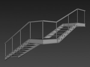 metal stair with handrail 3D 模型