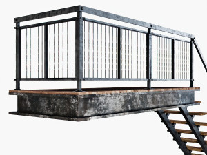 metal stair with railing 3D Model