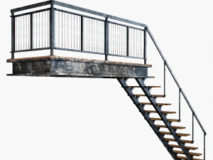 metal stair with railing 3D Model