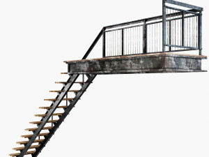 metal stair with railing 3D Model