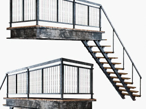 metal stair with railing 3D Model