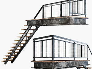 metal stair with railing 3D Model