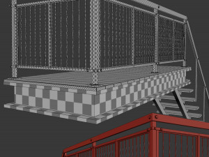 metal stair with railing 3D Model