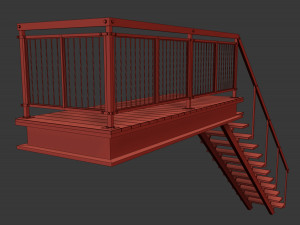 metal stair with railing 3D Model