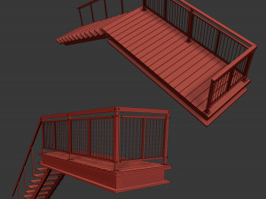 metal stair with railing 3D Model