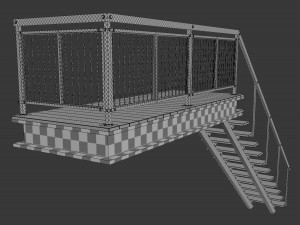 metal stair with railing 3D Model