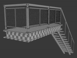 metal stair with railing 3D Model