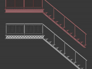 metal stair with railing 3D Model