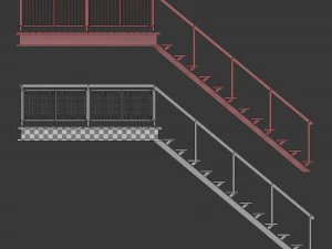 metal stair with railing 3D Model