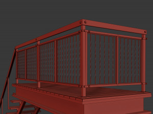 metal stair with railing 3D Model