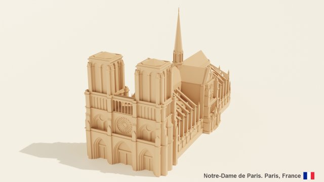 Notre-Dame de Paris 3Dモデル .c4d .max .obj .3ds .fbx .stl .blend 
