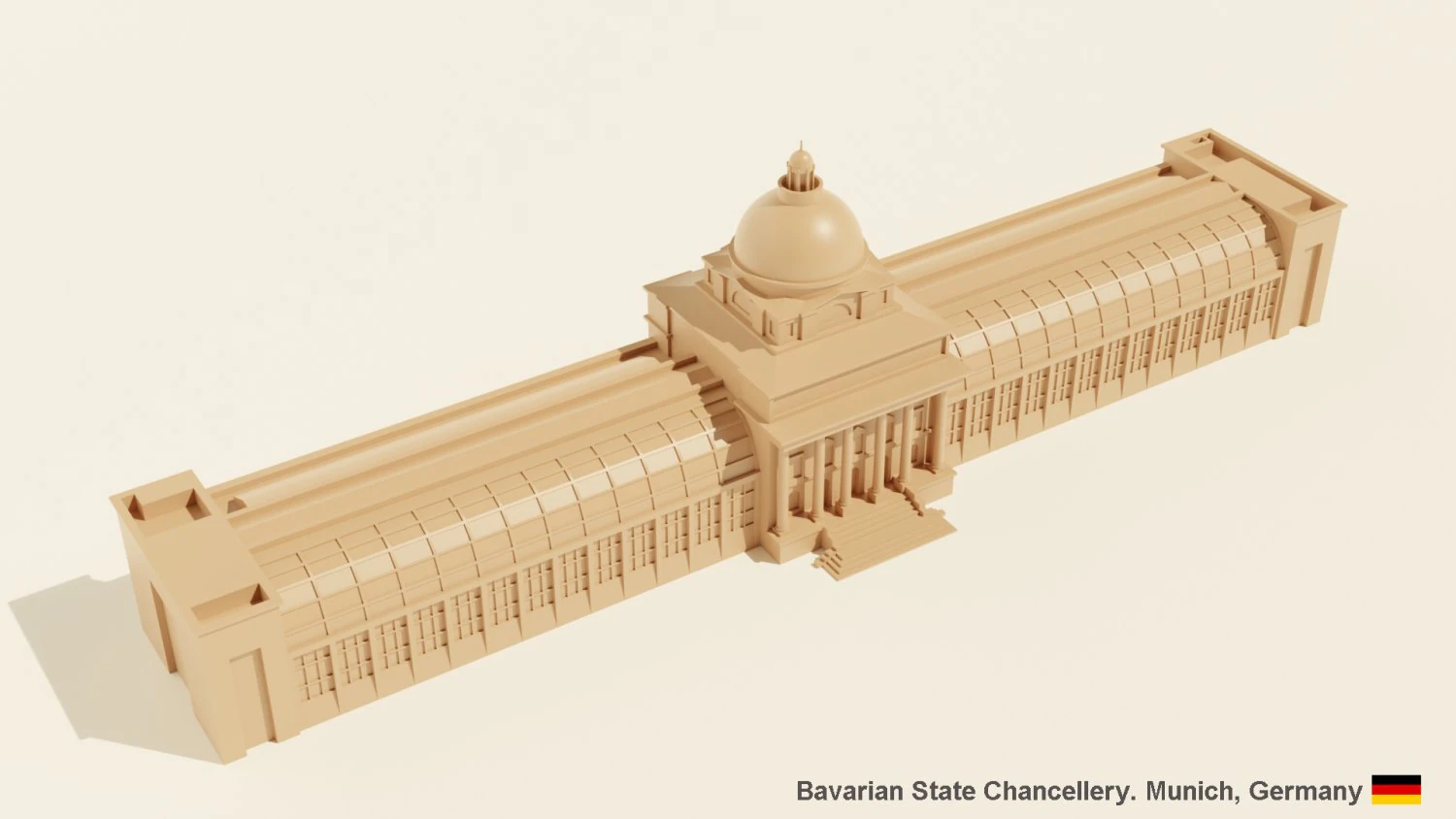 Bavarian State Chancellery 3D Model .c4d .max .obj .3ds .fbx .stl .blend 