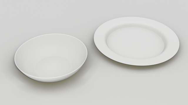 plate and bowl 3D Модель .c4d .max .obj .3ds .fbx .stl .blend 
