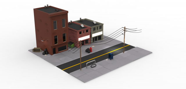 lowpolystreetmodel 3D Модель .c4d .max .obj .3ds .fbx .stl .blend 