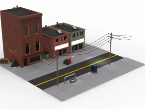modelo de rua lowpoly Modelo 3D