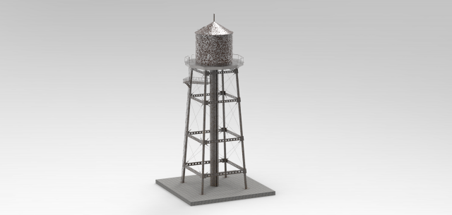 water tower 3D Модель .c4d .max .obj .3ds .fbx .stl .blend 