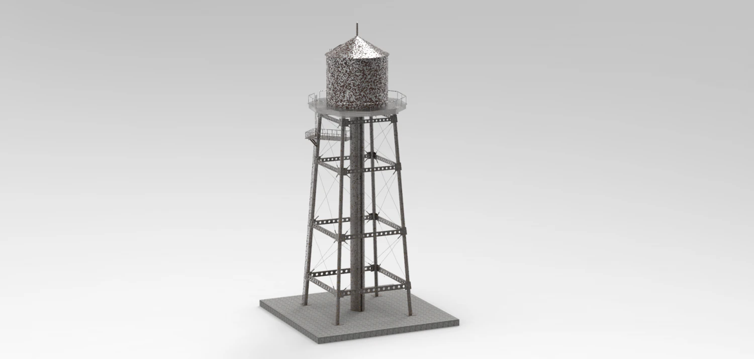 water tower 3D Model .c4d .max .obj .3ds .fbx .stl .blend 