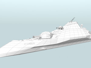 futuristic military stealth ship 3D Model