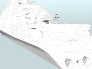 futuristic military stealth ship 3D Model