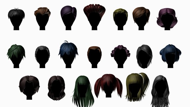 3d stylized hair factory Modèle 3D .c4d .max .obj .3ds .fbx .stl .blend 