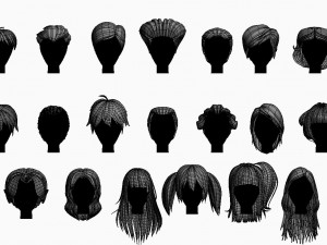 3d stylized hair factory Modèle 3D