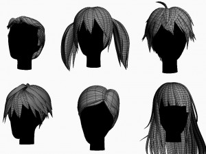 3d stylized hair factory Modèle 3D